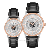 CHRIST VERRA CLASSIC MEMOIR CV 12452G-24 SLV & CV 12452L-24 SLV Couple Black Dial Silver Leather Strap